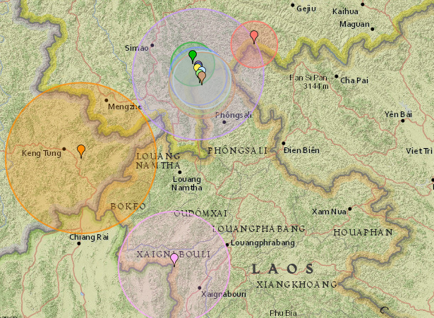 距离越南 18 公里的老挝丰沙里省发生 3.7 级地震 hinh anh 1