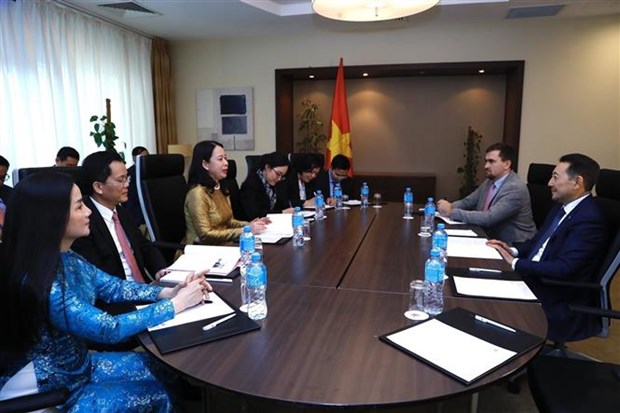 越南国家副主席武氏映春会见哈萨克斯坦上院议长毛乌林·阿希姆巴耶夫 hinh anh 2
