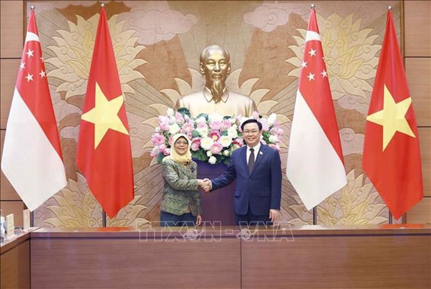 越南国会主席王廷惠会见新加坡总统雅各布 hinh anh 1