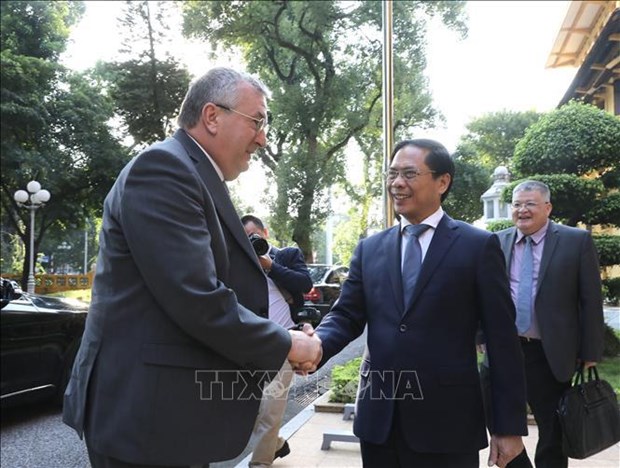 越南外交部长裴青山会见比利时瓦隆-布鲁塞尔大区首席大臣皮埃尔-伊夫•热奥莱 hinh anh 1