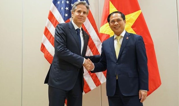 越南外交部长裴青山与美国国务卿和日本外务大臣举行会晤 hinh anh 1