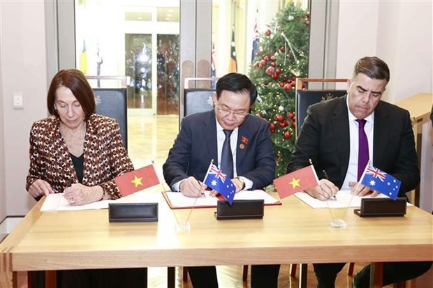 越南国会主席王廷惠与澳大利亚参议院议长苏·利内斯和众议院议长米尔顿·迪克举行会谈 hinh anh 1