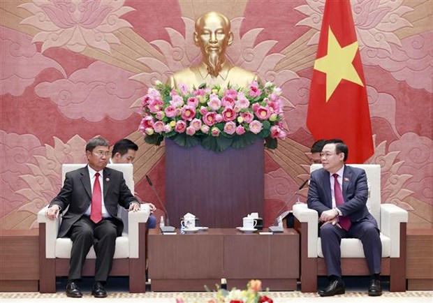 越南国会主席 王廷惠会见老挝国会副主席坎百·丹拉 hinh anh 2