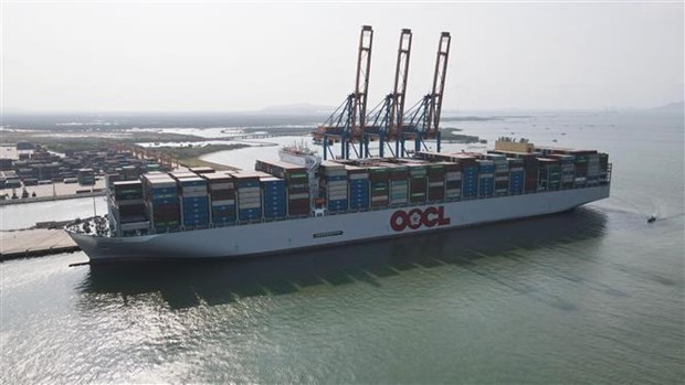 全球最大集装箱船“东方西班牙”靠泊越南盖梅-施威港口 hinh anh 2