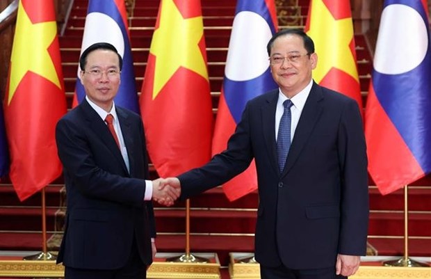 越南国家主席武文赏会见老挝国家领导人 hinh anh 1