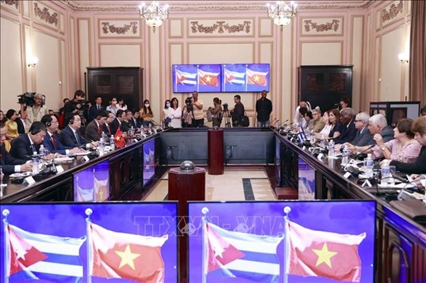 越南国会主席王廷惠与古巴全国人民政权代表大会主席埃斯特万·拉索·埃尔南德斯举行会谈 hinh anh 5