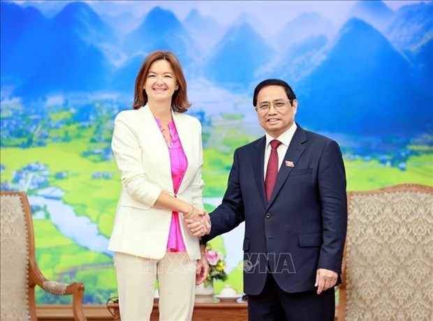 越南政府总理范明政会见斯洛文尼亚副总理兼外交和欧洲事务部长 hinh anh 1