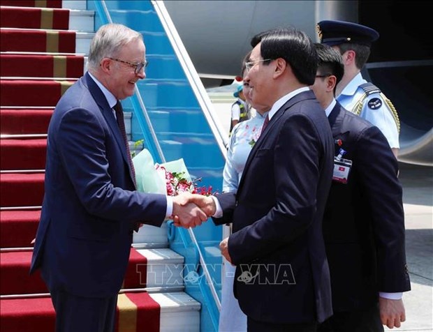 澳大利亚总理安东尼·阿尔巴尼斯抵达河内开始对越南进行正式访问 hinh anh 1