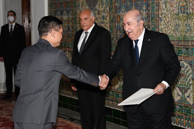 越南驻阿大使向阿尔及利亚总统递交国书 hinh anh 1