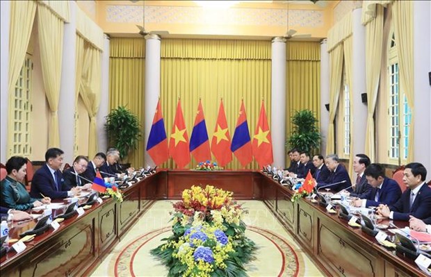 越南国家主席武文赏与蒙古国总统乌赫那·呼日勒苏赫举行会谈 hinh anh 2