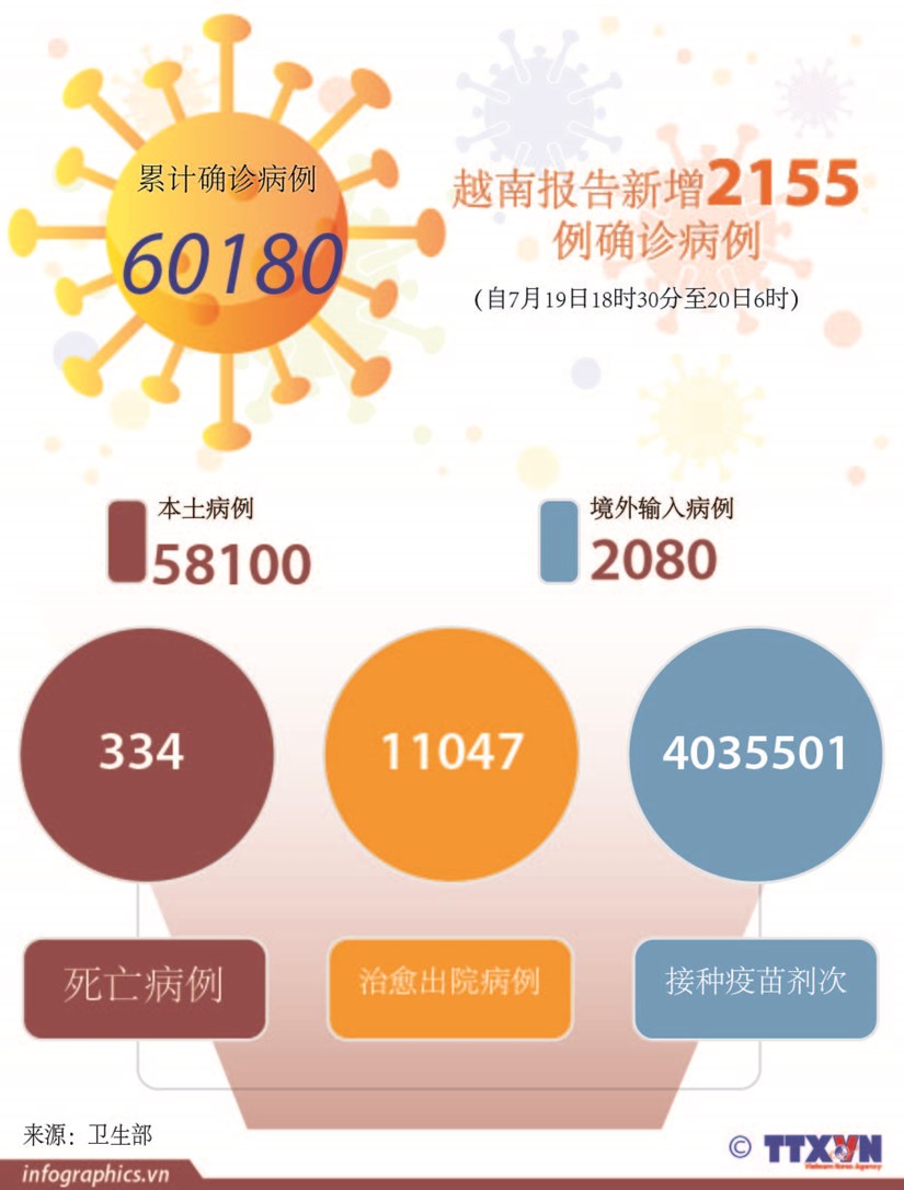 图表新闻：越南报告新增2155例确诊病例 hinh anh 1