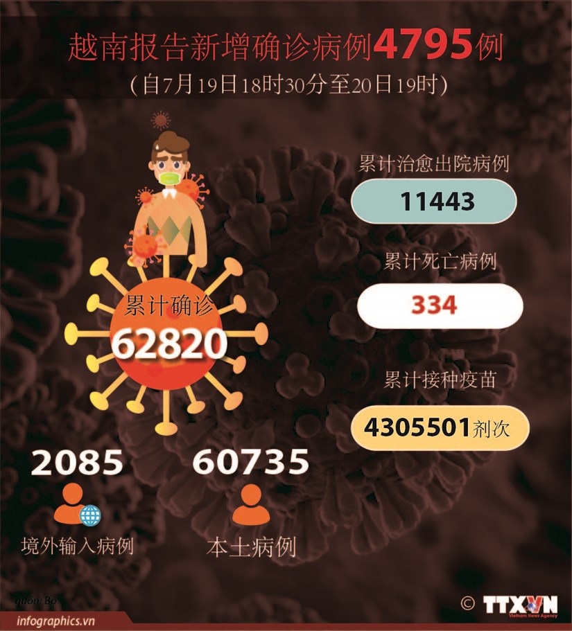 图表新闻：越南报告新增确诊病例4795例 hinh anh 1