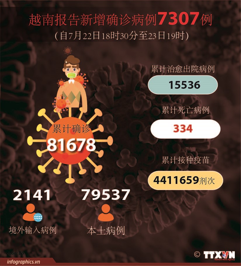 图表新闻：越南报告新增确诊病例7307例 hinh anh 1