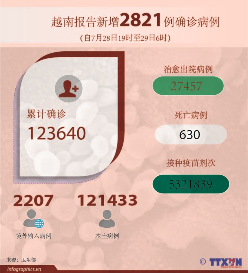 图表新闻：越南报告新增2821例确诊病例 hinh anh 1