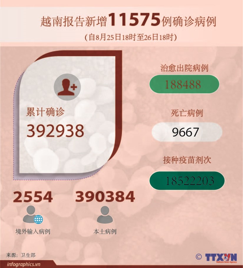 图表新闻：越南报告新增11575例确诊病例 累计死亡病例9667例 hinh anh 1