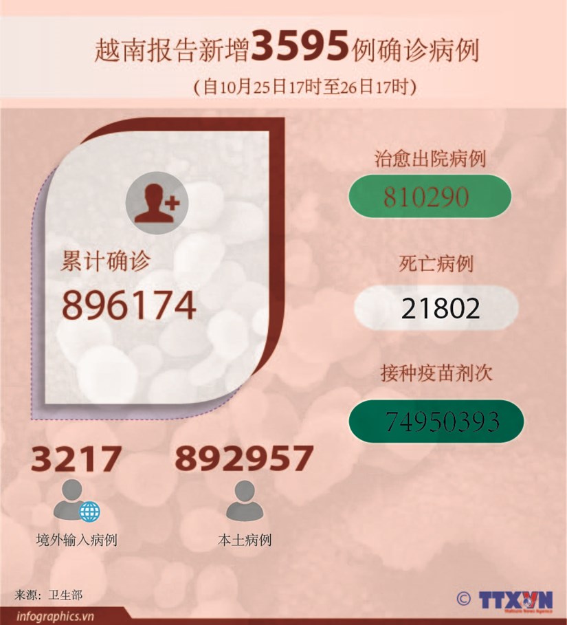 图表新闻：越南报告新增3595例确诊病例 新增死亡病例64例 hinh anh 1