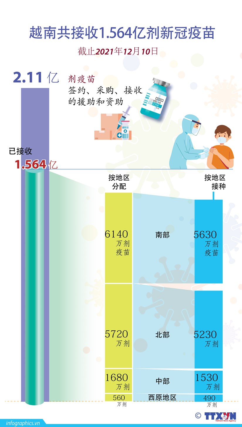 图表新闻：越南共接收1.564亿剂新冠疫苗 hinh anh 1