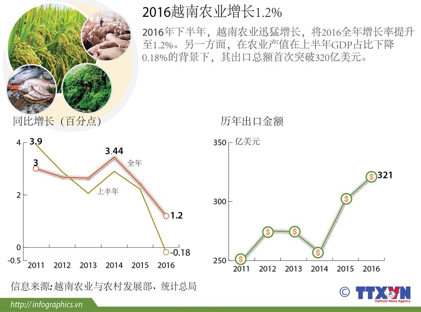 2016越南农业增长1.2% hinh anh 1