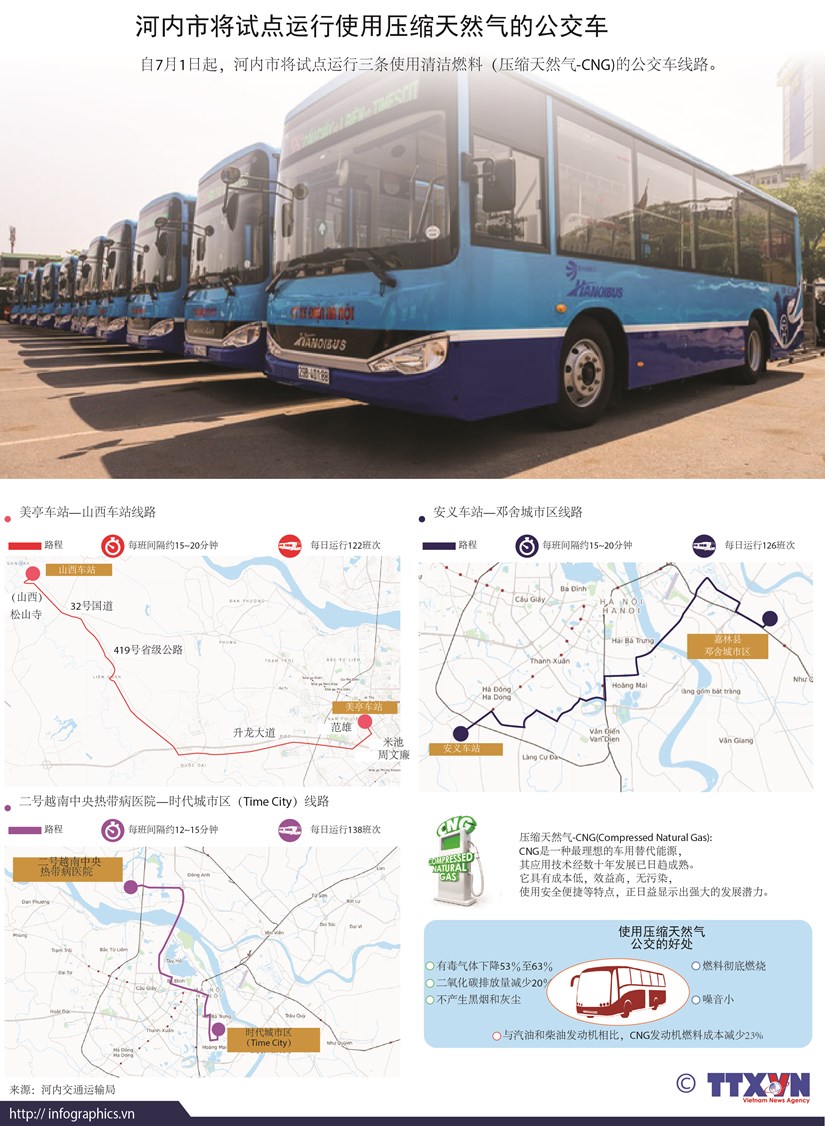 图表新闻：河内市将试点运行使用压缩天然气的公交车 hinh anh 1
