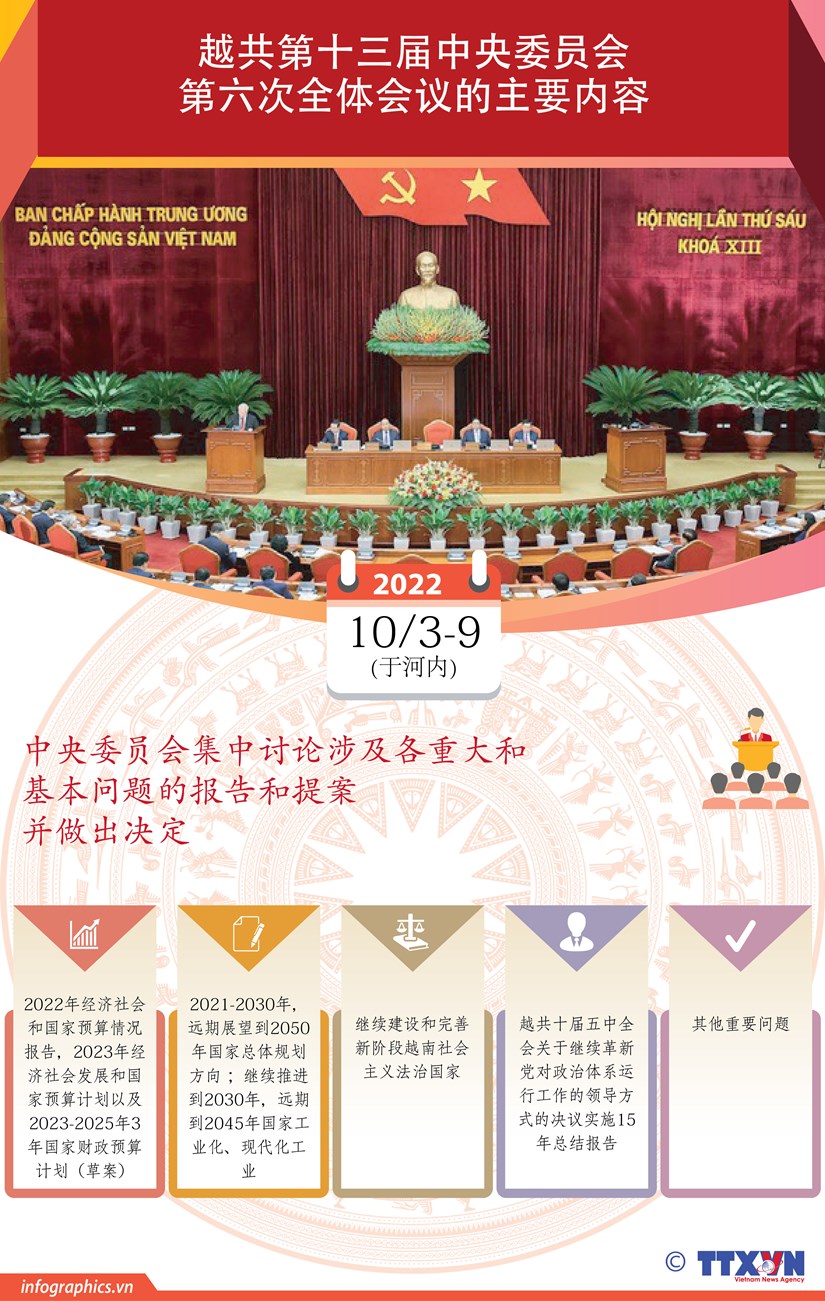 图表新闻：越共第十三届中央委员会第六次全体会议在河内隆重开幕 hinh anh 1