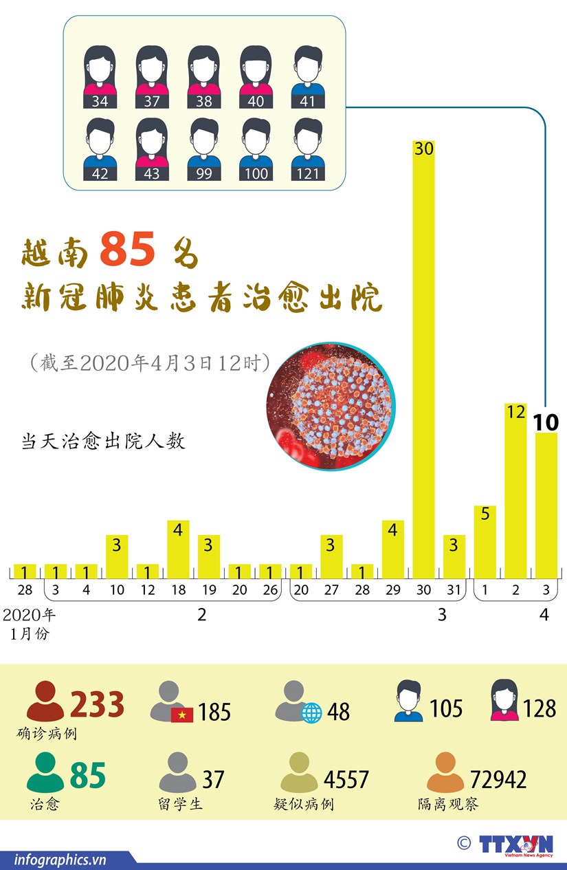 图表新闻：越南85名新冠肺炎患者治愈出院 hinh anh 1