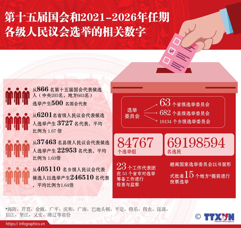 图表新闻：第十五届国会和2021-2026年任期各级人民议会选举的相关数字 hinh anh 1